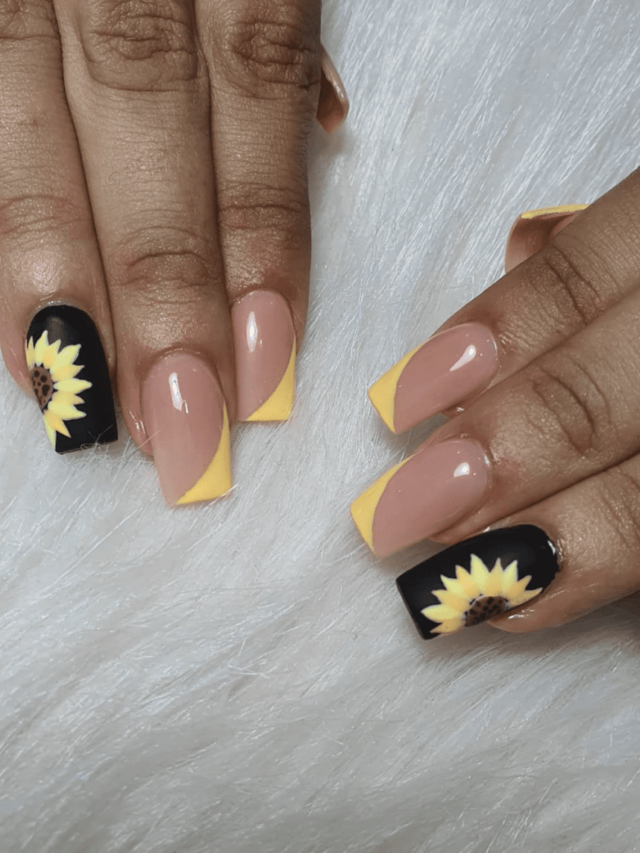 8 Yellow Nail Designs With Sunflowers for Stunning Nails